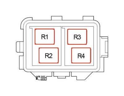 Схема расположения реле блока №9 в моторном отсеке Toyota Avensis 3 (2009-2017)